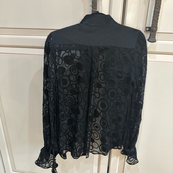 ANNE FONTAINE Prisme Black Polyamide Blend Mesh Button Up Blouse (T3) - Picture 4 of 5